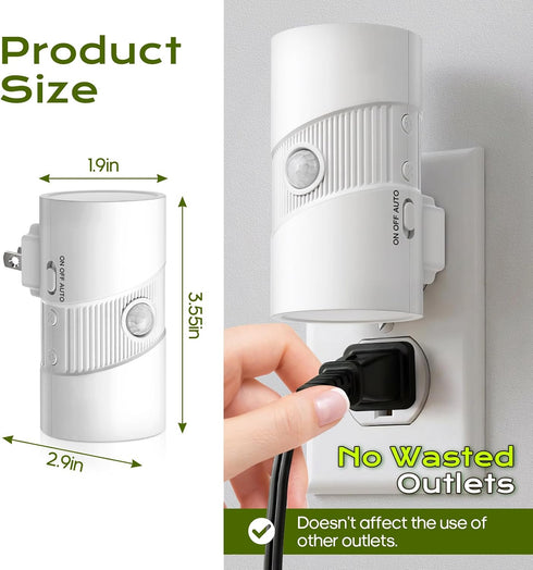 Dimmable 2 Pack 3 4-Level Plug in Night Light Motion Sensor, LED Nightlight with Color Modes, Brightness, Dusk to Dawn