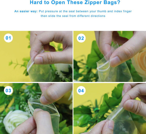 2" x 3" Plastic Bags - 200 Count, 2 Mil Transparent Resealable Zipper Poly Bags for Jewelry Supplies, Small Items