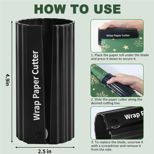 WAMTHUS Wrapping Paper Cutter, Christmas Gift Wrapping Paper Cutter/Kraft Craft Paper Roll Sliding Wrapping Paper