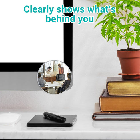 CIATBYYJ 2Pcs 2.2inch Office Cubicle Mirrors, Adjustable Monitor Mirror to See Behind You for Work Accessories, Small