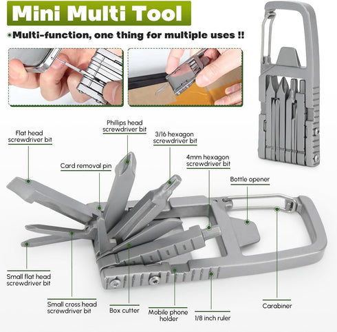 Generic 12 1 in Keychain Multitool Screwdriver Bit Folding Multi Tool Bottle Opener Portable Pocket Tool for Outdoors