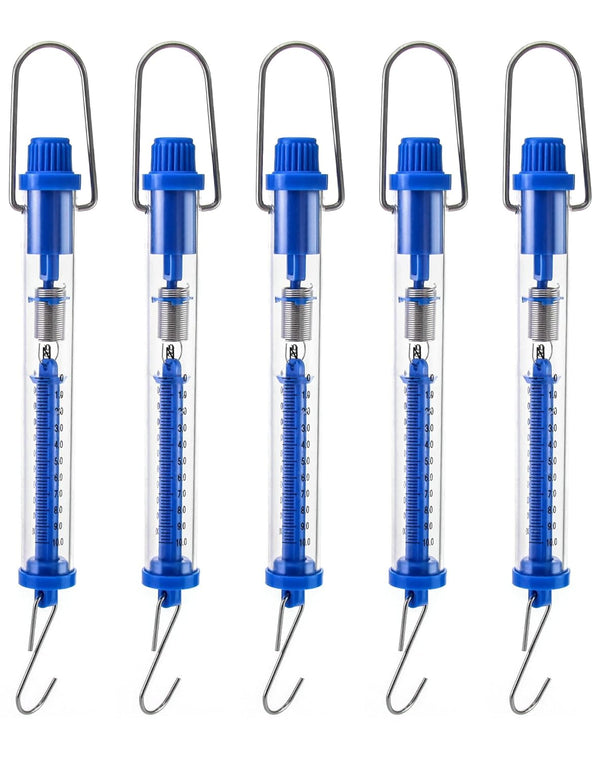 QWORK Plastic Tubular Spring Scale - 5 Pack 1000g/10N Capacity, Clear Plastic Body with Zeroing Capability