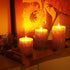 Sets 24 3" 4" 5" 6" Pack 3 AKU TONPA Pine Bark Effect Flameless Candles Battery Operated Pillar Real Wax Flickering
