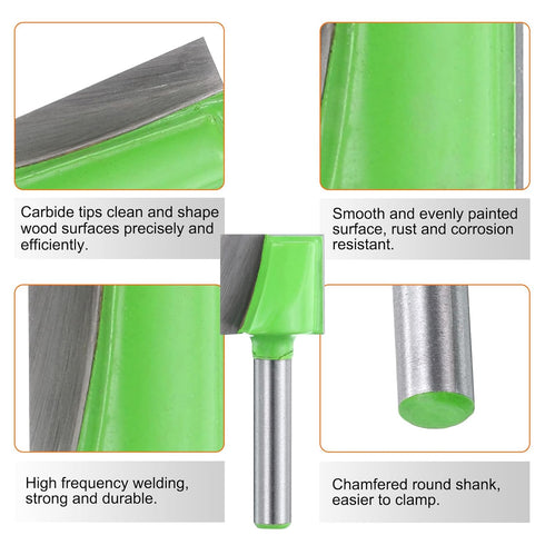 2pcs 1/4" Spoilboard 21/32" (17mm) 5/8" (16mm) HARFINGTON Bottom Cleaning Router Bits Shank Carbide Tipped Surfacing