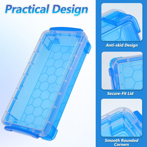 Caeuiciw 10 Packs Plastic Pencil Box Stackable Pencil Case Bulk Crayon Box with Snap Tight Lid Plastic Brush Painting
