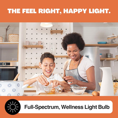 NorbSMILE Full Spectrum Sun Light Bulb, A19 9W, Boosts Energy & Mood, Imitate Sunlight Indoors, 1-Pack