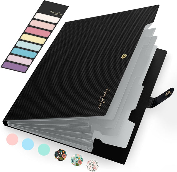 Sooez Accordion File Organizer, 5 Pocket Letter Size Expanding File Folder with Labels for Documents, Portable Paper