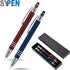 SyPen Luxury Pen Gift Set, 2 Rubberized Metal Ballpoint Pens + Night Writer LED Flashlight + Stylus for Touchscreens,