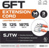 Iron Forge Cable 6 ft Lighted Outdoor Extension Cord - 14 Gauge 15 Amp Heavy Duty Power Cords - Orange