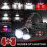Rechargeable Headlamp, 10000 High Lumen LED Light, Waterproof Camping Gear with Red Light, 4 Modes USB Recharge