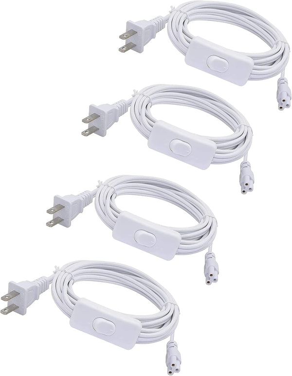 4-Pack T5 T8 Led Tube Light Power Extension Cord, 6FT/1.8M with On/Off Switch