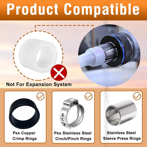1/2 Inch PEX Tee Fitting, Brass Coupling for Water Pipes, 12 Pcs Quick Press Barb into Crimp Ring