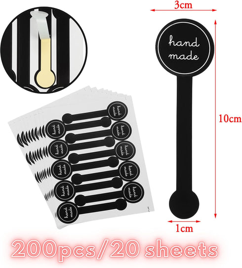 Beyonday 200pcs Handmade Lollipop Baking Stickers for Cake Box/Tins/Jars/Coffee Cups, Self-Adhesive Tamper Evident