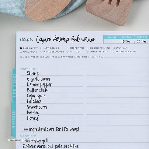 Erin Condren Spiral Coiled Recipe Prompted Notebook: Metallic Wet-Erase Cover with 160 Pages