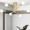 6-Light Sputnik Chandelier Gold, Mid-Century Modern Ceiling Light Fixture for Dining Room,