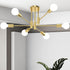 6-Light Sputnik Chandelier Gold, Mid-Century Modern Ceiling Light Fixture for Dining Room,