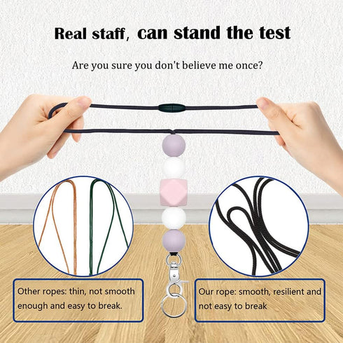 POPLOPP 4PCS Cute Lanyards for ID Badges and Keys for Women, Silicone Beaded Breakaway Lanyard with Keychain for Office