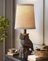 14.25" G-SAFAVA Small Table Lamp for Living Room Farmhouse Bedside Resin Single Lamp with Brown Owl Lamp Shape