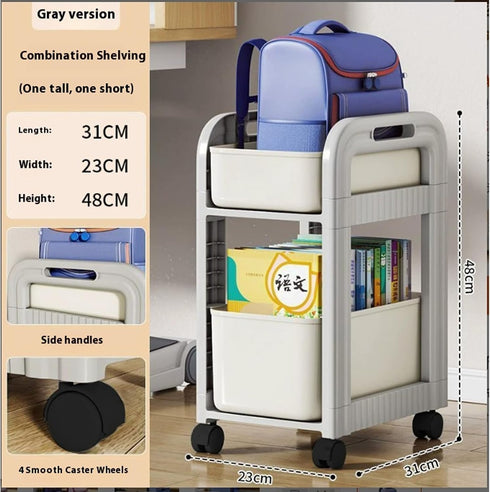 Generic Household Swivel Caster Cart for Storage of Bags, Books, and Miscellaneous Items (Whiter, Second Layer)