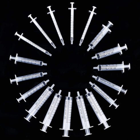20 Packs Plastic Syringe with Measurement - Suitable for Measuring, Watering, Refilling (1 ml/3 ml/5 ml/10 ml)