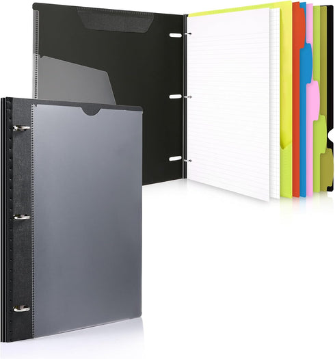 WOT I All-in-one Telescoping Binder Notebook, Refillable 3 Ring Binder with Customized Front Cover, Black