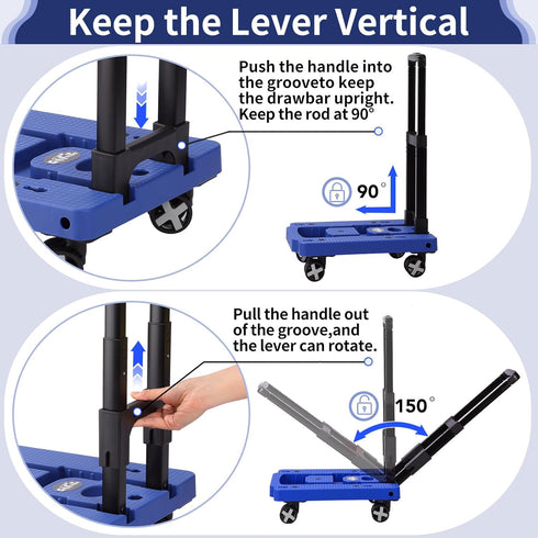4 Folding Hand Truck Lightweight Hand Truck Dolly Foldable,Luggage cart with Rotate Wheels, Utility Cart