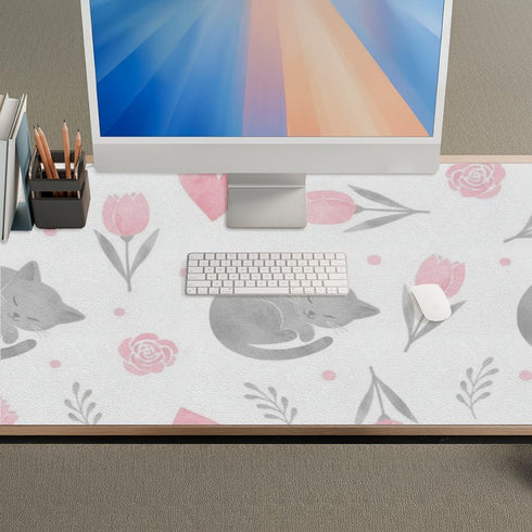 Generic 35. 4" 16. 5" Cute Cats Desk Mat Multifunctional Laptop Pad, Waterproof Dual Sided Desk Mat Heat-Resistant Pads