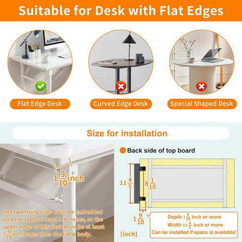 LUKETURE Desk Side Storage, Under Desk Steel Hanging Organizer, Laptop Holder with Pen Holder, No Drill Storage for