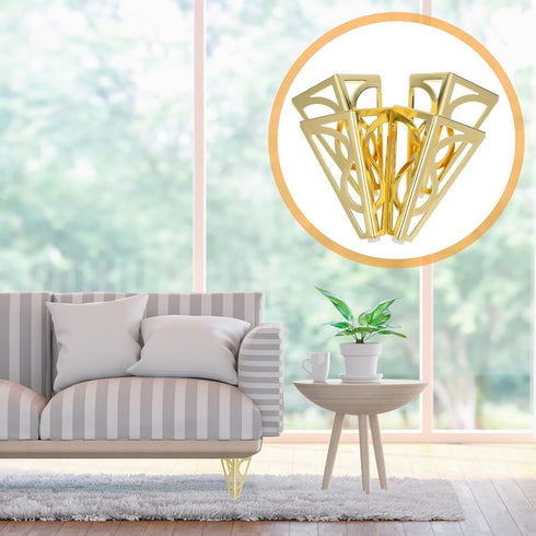 LIFKOME 4pcs 15cm Metal Furniture Legs for Sofa Cabinet Table Metallic Gold Modern Replacement Sofa Legs with Screw