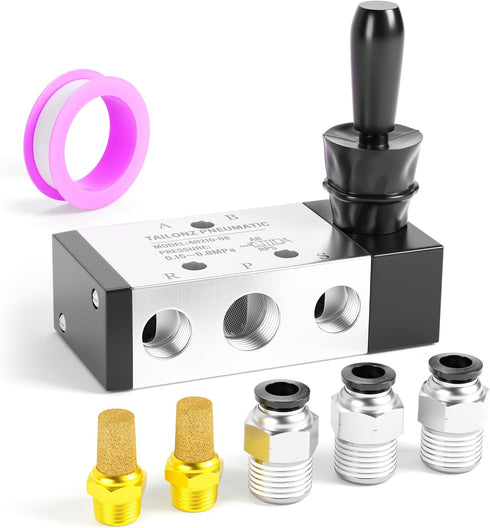 TAILONZ PNEUMATIC 1/4"NPT 5 Way 2 Position Air Lever Operated Valve, Manual Control