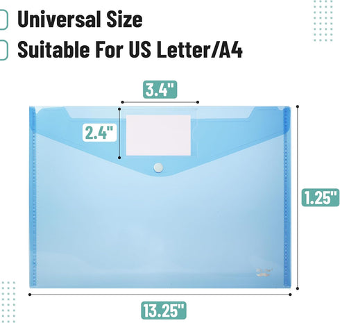 Mr. Pen Plastic Envelopes, 10 Pack A4 Letter Size with Snap Closure