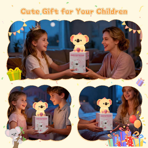 Elixoria 14 Dimmable Kids Night Light, Portable Colors Warm Touch Koala Night Light Lamp for Baby Nursery