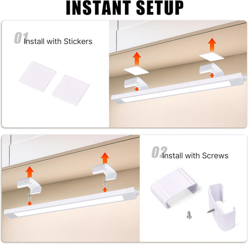 4 14inch 6500k Counter 110V Pcs Plug in Under Cabinet Lighting for Kitchen, Bright White LED Under Wired Lights