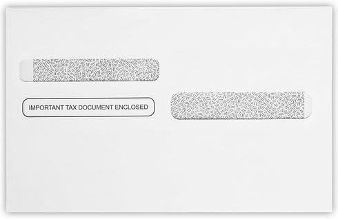 LUXPaper Double Window Tax Envelopes | Form W-2/1099 | Security Tint | 5 5/8" x 9" | White | 50 Qty