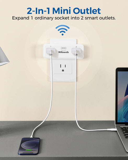 4 15A/1875W/125V, 4 Remote Control Outlet with Independent Control Sockets, WILAWELS Wireless Remote Light Switch