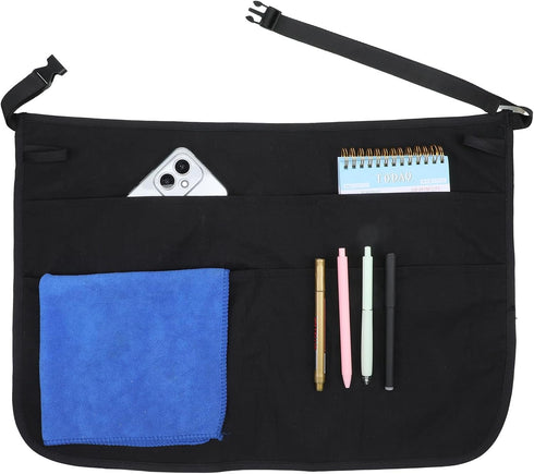 Qulkws 1 Pack Server Apron with Multiple Pockets Work Apron Black Half Aprons