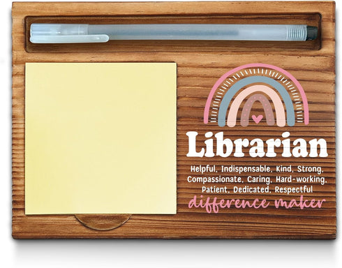 Librarian Sticky Note Holder, Office Decor, Thank You Appreciation Gifts for Women Self-Stick Note Pad Holders WPP14
