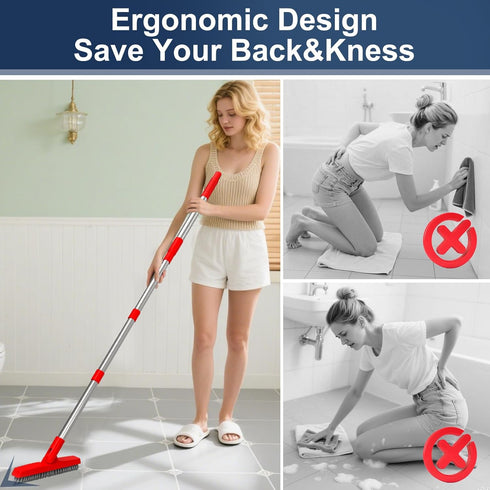 2 Pack ITTAHO Grout Brush with Long Handle, Swivel Cleaning Grout Line Scrubber - Extendable Durable Handle Grout