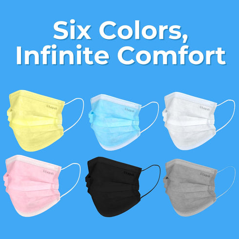 125-Pack Litepak Disposable Face Mask Premium Comfort Earloops with Dispenser Box