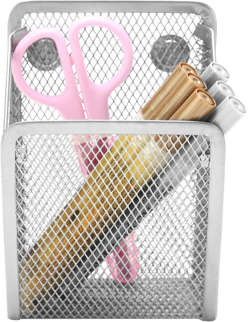 Magnetic Pencil Holder,Mesh Stainless Steel Pen Basket, Metal Writing Utensil Storage Organizer for Whiteboard,Blackboard,Kitchen, Locker, Home, or Office by Sanpaint