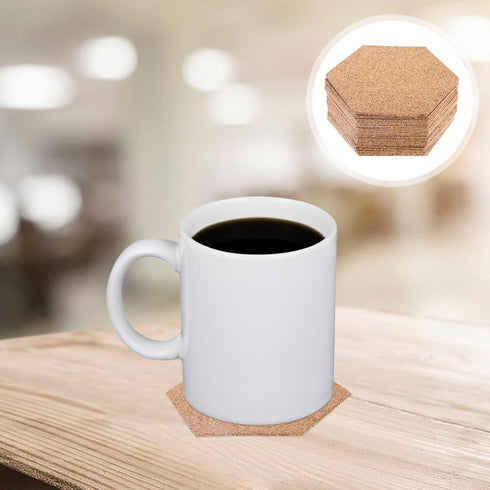 Ceramic Coasters 10pcs Hexagon Cork Boards Tiles Decorative Self-Adhesive Bulletin Board Memo Board for Home Office
