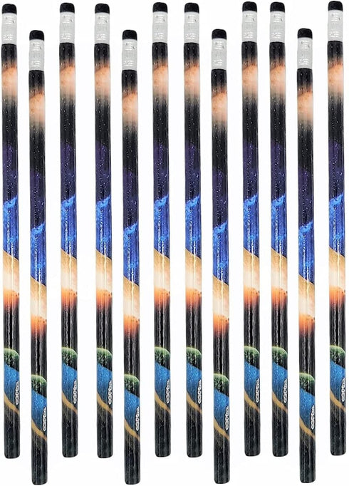 Outer Space Solar System Planets Print #2 Lead Pencils, 7.5" (48 Pieces) Cosmos Galaxy Night Sky