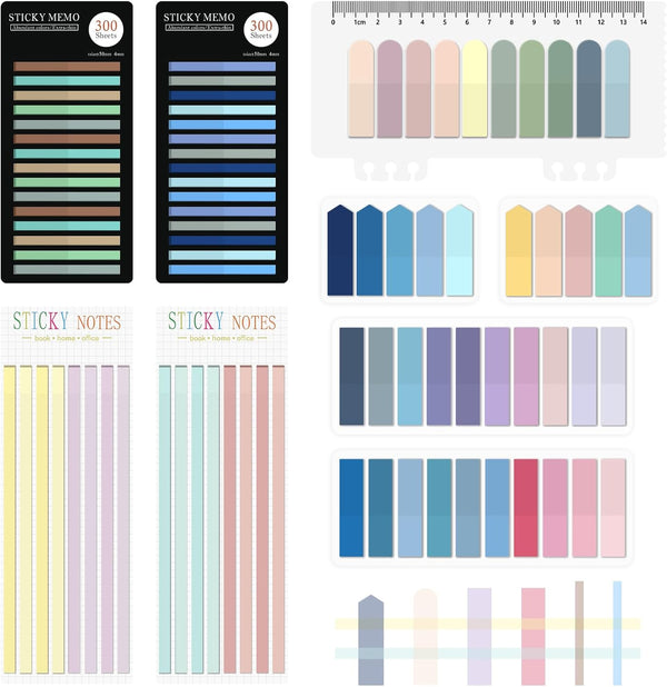 BAYTORY 1720 Sheets Transparent Sticky Tabs, Clear Sticky Notes, Long Page Book Markers, Index Tabs, Tape Flags for