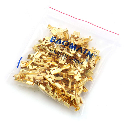Baomain 1/4 inch Female Spade Quick Splice Crimp Terminals, Non Insulated, Pack of 100
