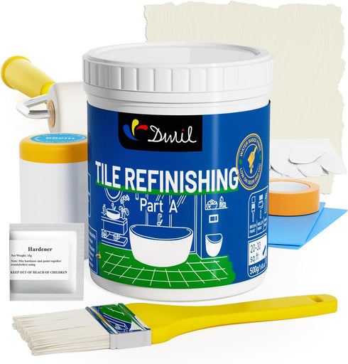 DWIL Tub Paint, Tub and Tile Refinishing Kit with Tools, White Bathtub