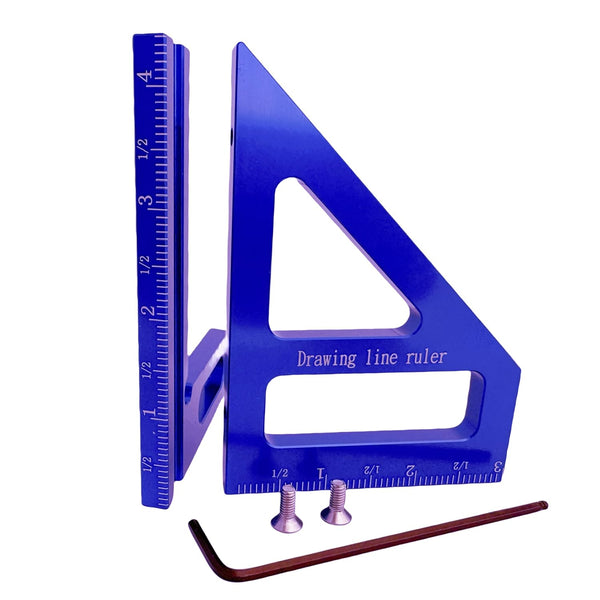 45/90 Degree Aluminum Alloy Woodworking Square Protractor, Miter Triangle Ruler Layout Measuring Tool