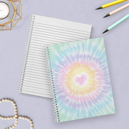 Gotcha Covered Notebooks Softcover, Love To Tie Dye, 8.5" x 11", Trendy Spiral Notebook, 120 Wide Ruled Pages