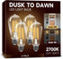 Dusk to Dawn Outdoor Light Bulbs, 6W Equivalent 60W ST64, 2700K Soft White, 600LM LED, E26 Base, 4 Pack