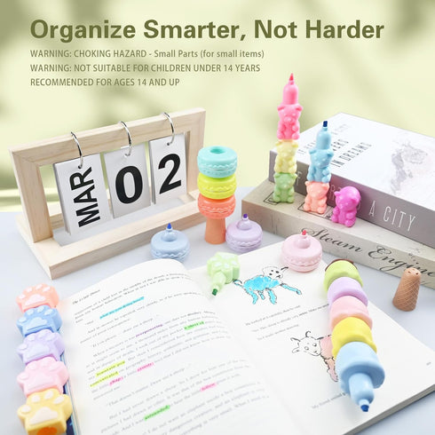 Dotbengc 4 Pack 20 Cute Mini Highlighter Pens, Pcs Stackable Marker Pens, Small Midliners Stationary Markers Pastel