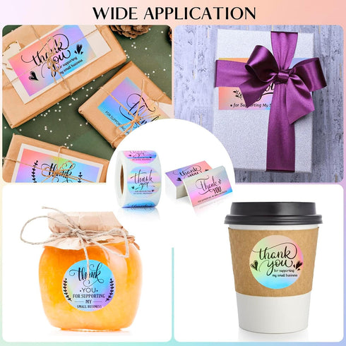 620Pcs Packaging Thank You Cards and Stickers for Supporting My Small Business, Holographic Thank You Labels for Your